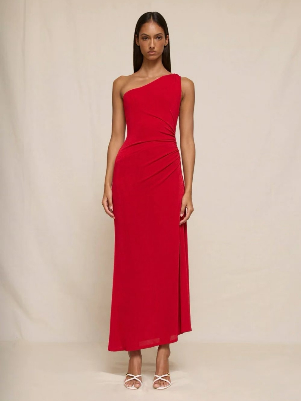 By Johnny Carmine One Shoulder Dress in Red